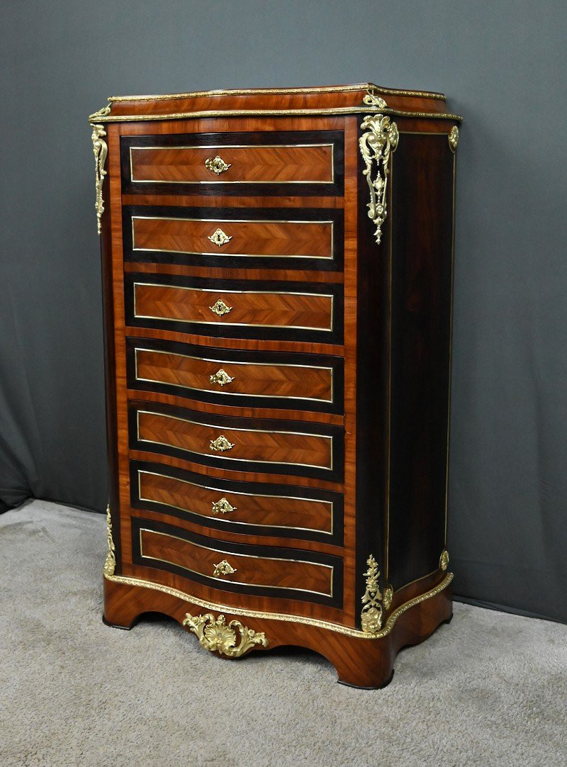 Secrétaire en Marqueterie de Bois précieux, époque Napoléon III – Milieu XIXe-photo-1