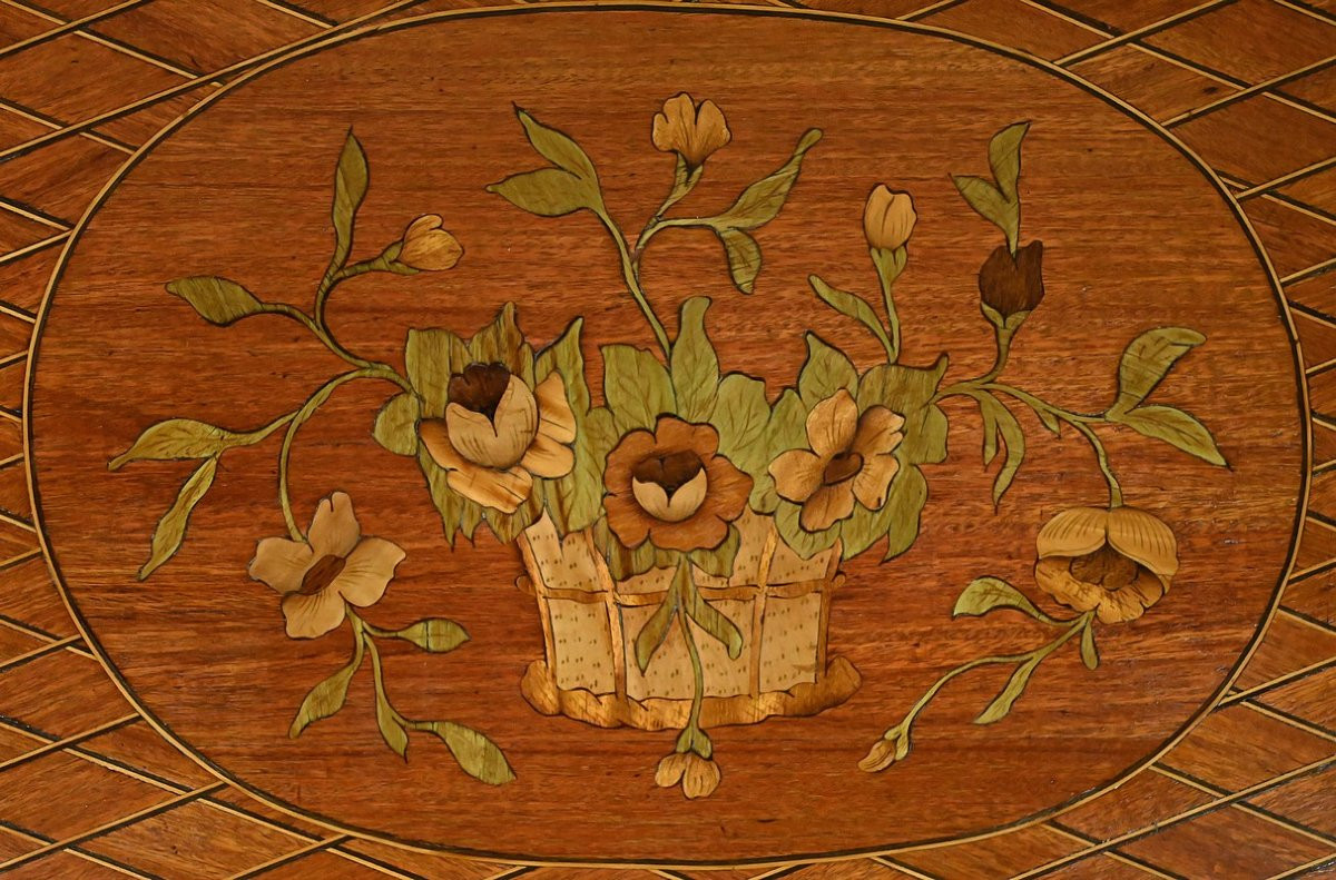 Petite Table à Jeux en Marqueterie, Style Louis XVI – Début XXe-photo-1