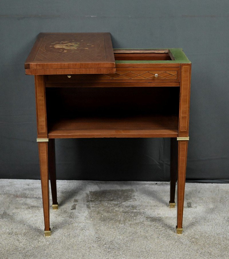 Petite Table à Jeux en Marqueterie, Style Louis XVI – Début XXe-photo-4
