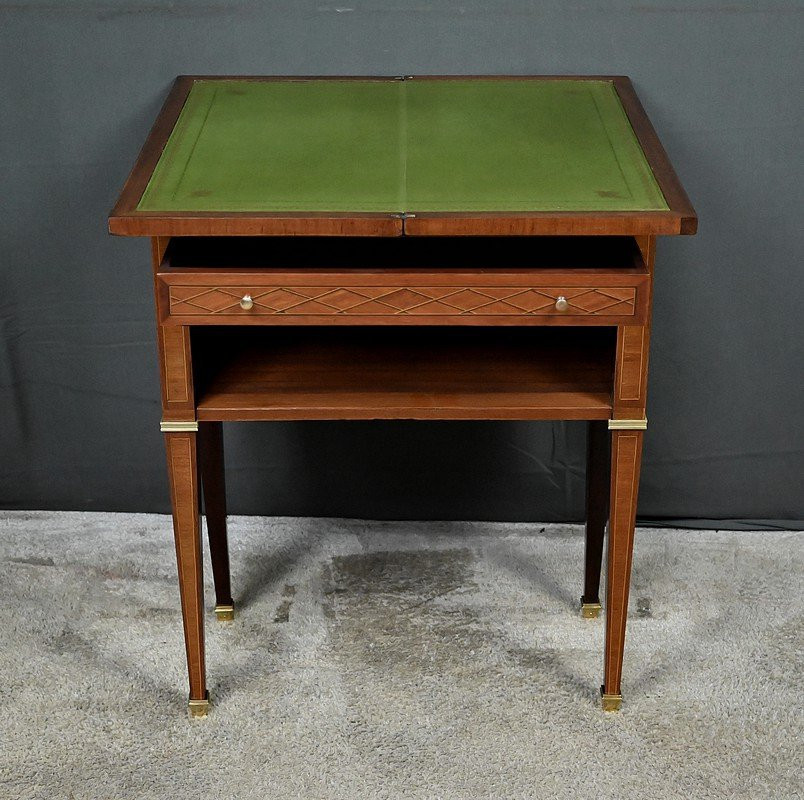 Petite Table à Jeux en Marqueterie, Style Louis XVI – Début XXe-photo-6