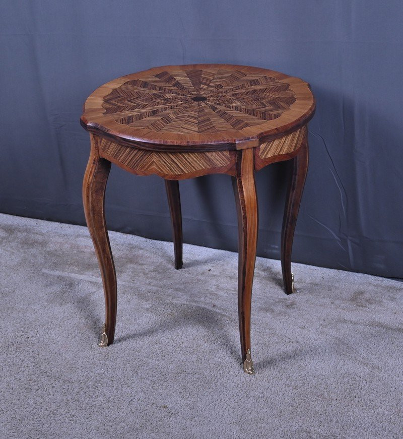  Guéridon en Marqueterie, style Louis XV – 1re partie XXe-photo-4