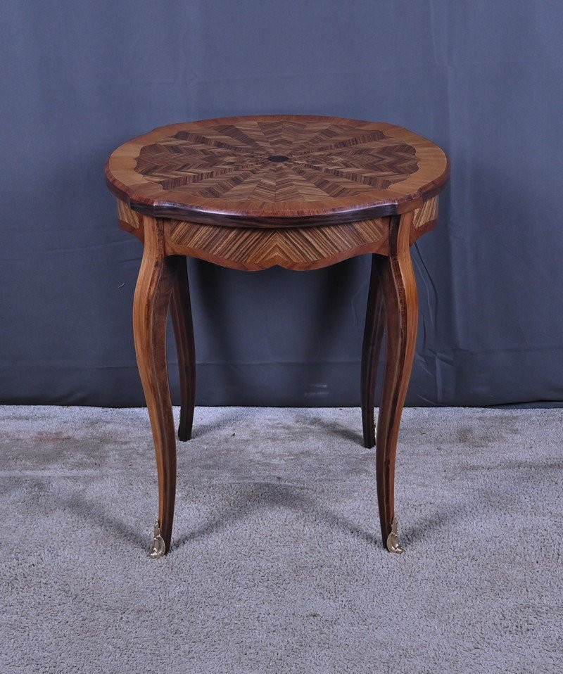  Guéridon en Marqueterie, style Louis XV – 1re partie XXe-photo-3