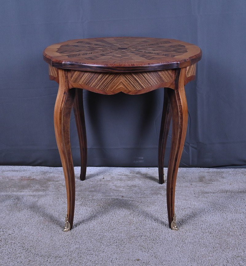  Guéridon en Marqueterie, style Louis XV – 1re partie XXe-photo-6