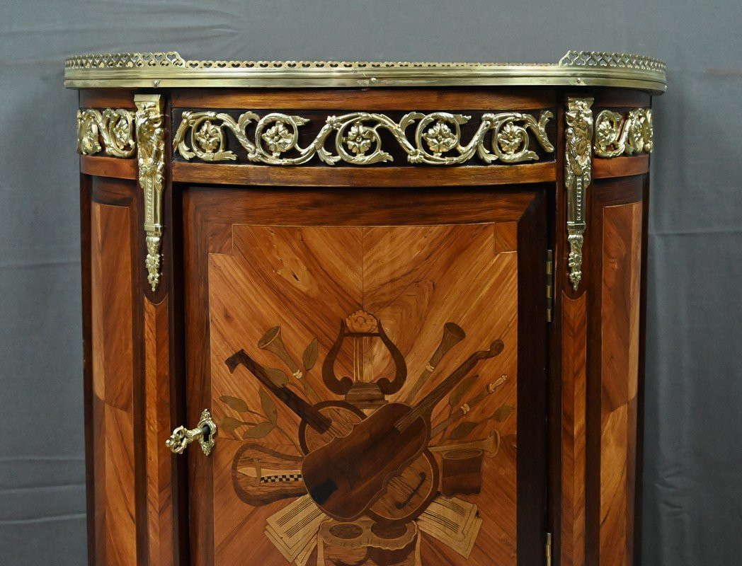  Petit Meuble de Salon en Marqueterie de Bois précieux, style Louis XVI – Milieu XIXe-photo-3