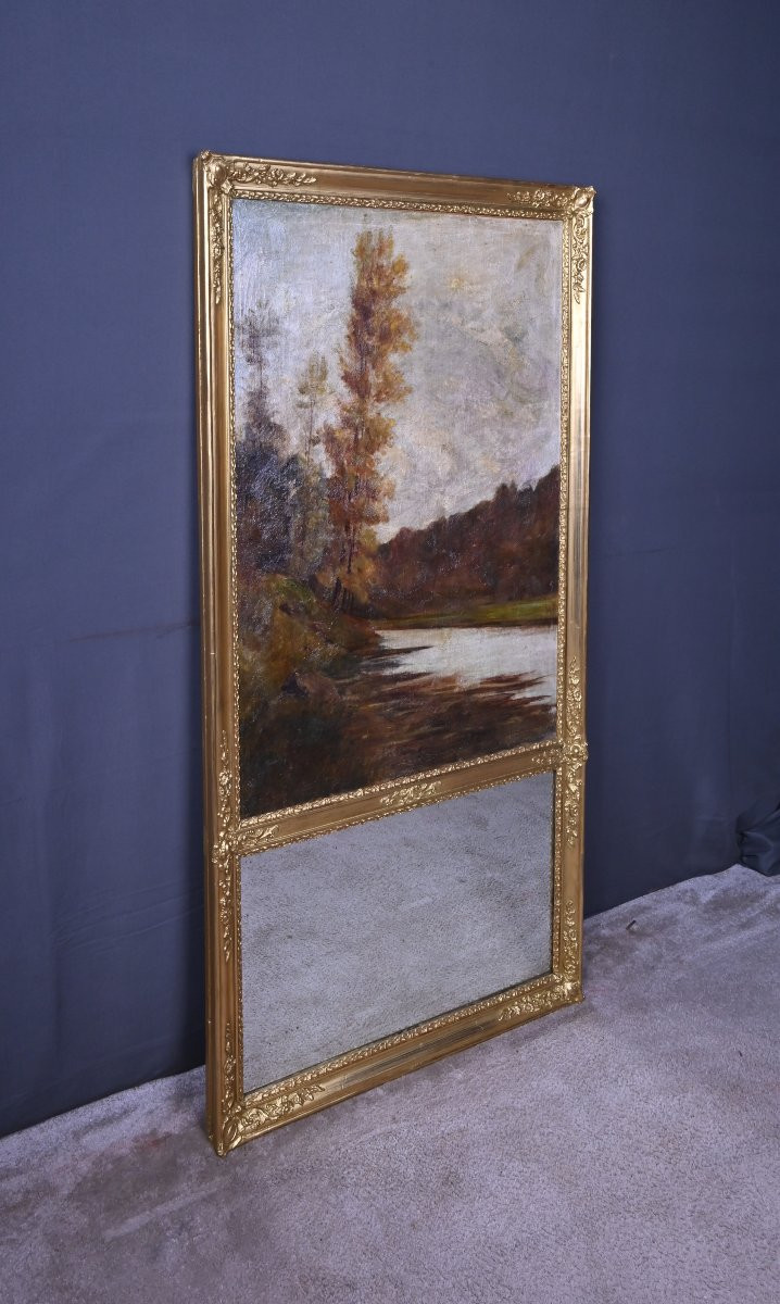  Miroir Trumeau en Bois doré, style Louis XVI – Début XXe-photo-3