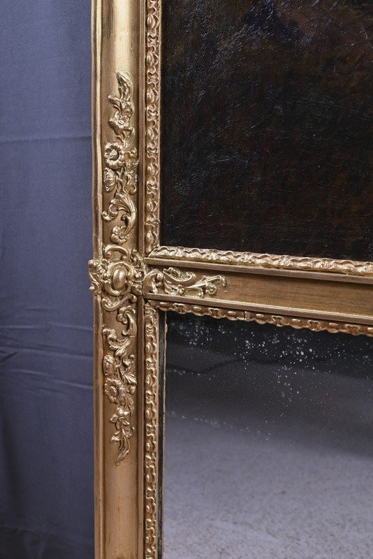  Miroir Trumeau en Bois doré, style Louis XVI – Début XXe-photo-7