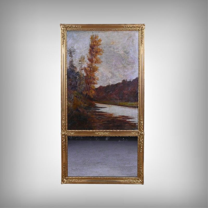  Miroir Trumeau en Bois doré, style Louis XVI – Début XXe