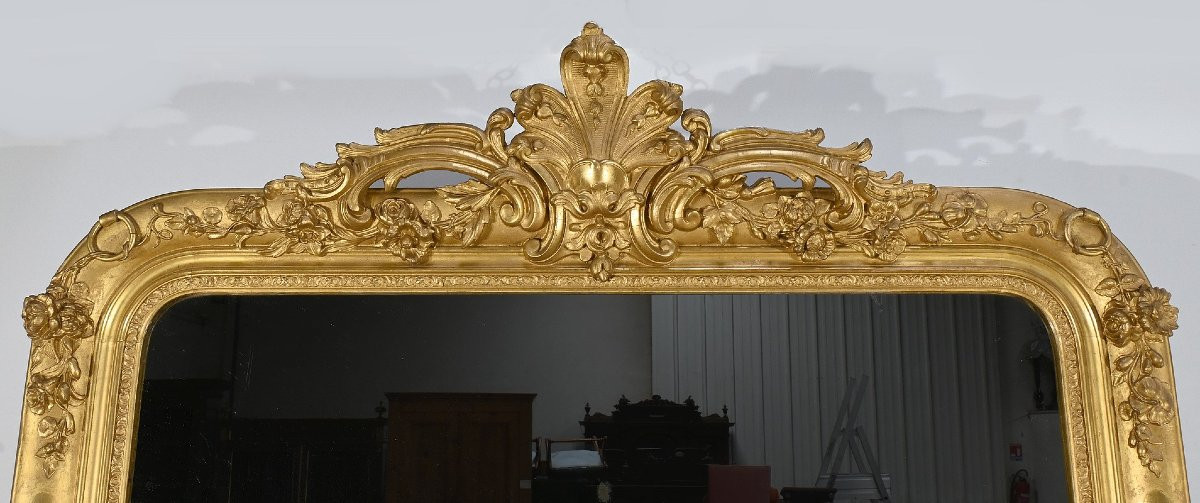  Important Giltwood Mirror, Louis XV Style – Early 19th Century-photo-2