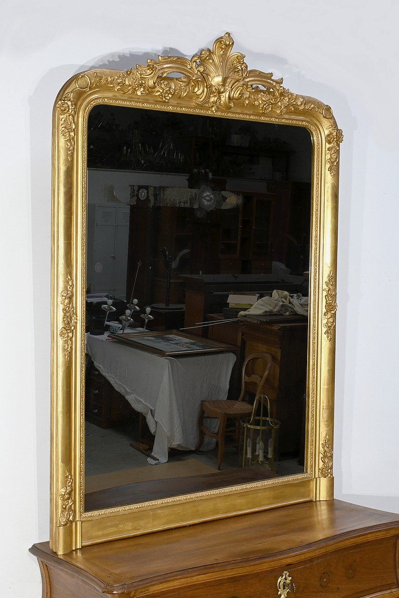  Important Giltwood Mirror, Louis XV Style – Early 19th Century-photo-3
