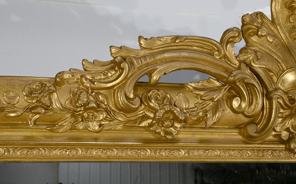  Important Giltwood Mirror, Louis XV Style – Early 19th Century-photo-2