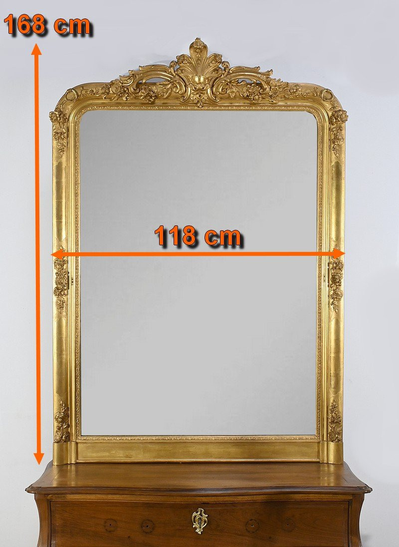  Important Giltwood Mirror, Louis XV Style – Early 19th Century-photo-8