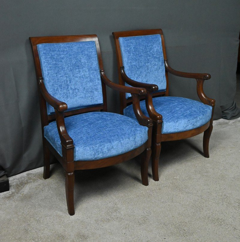  Pair Of Mahogany Armchairs, Restoration Period – Early 19th Century-photo-3