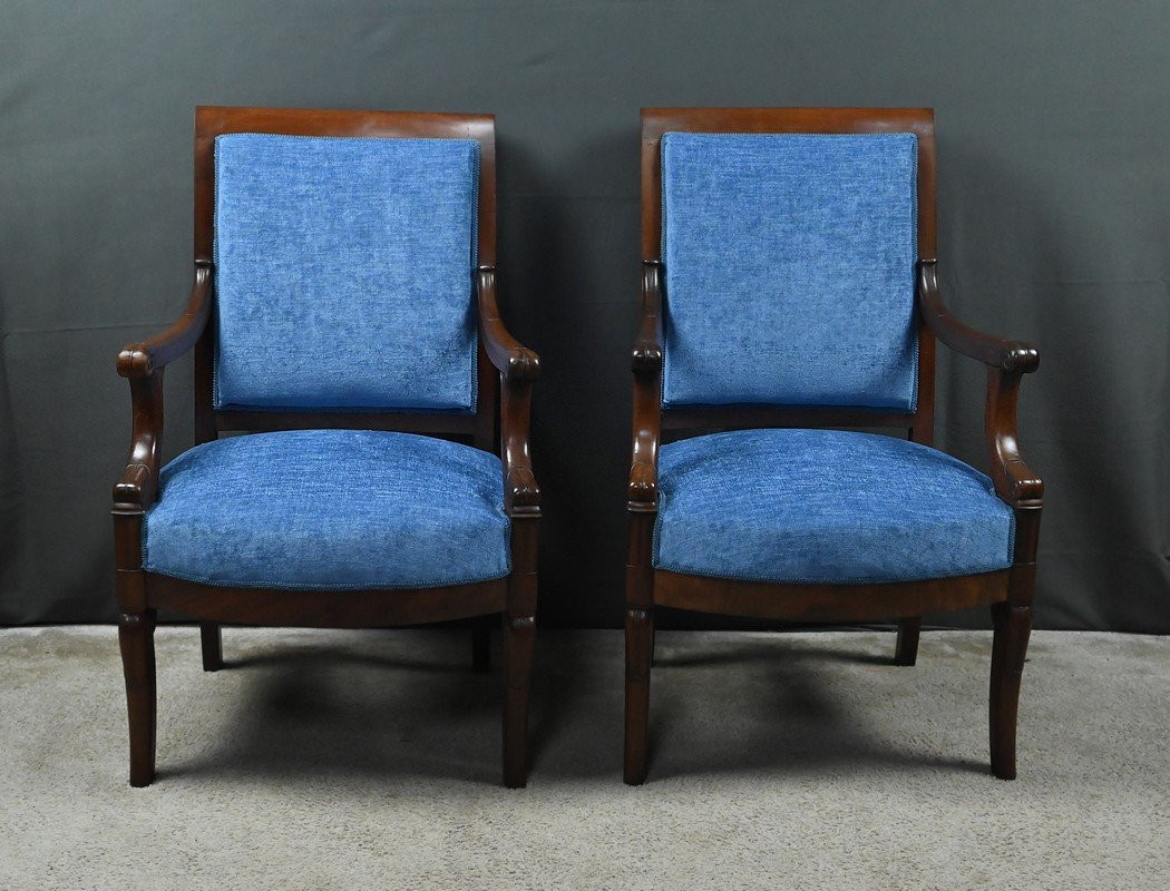  Pair Of Mahogany Armchairs, Restoration Period – Early 19th Century-photo-2