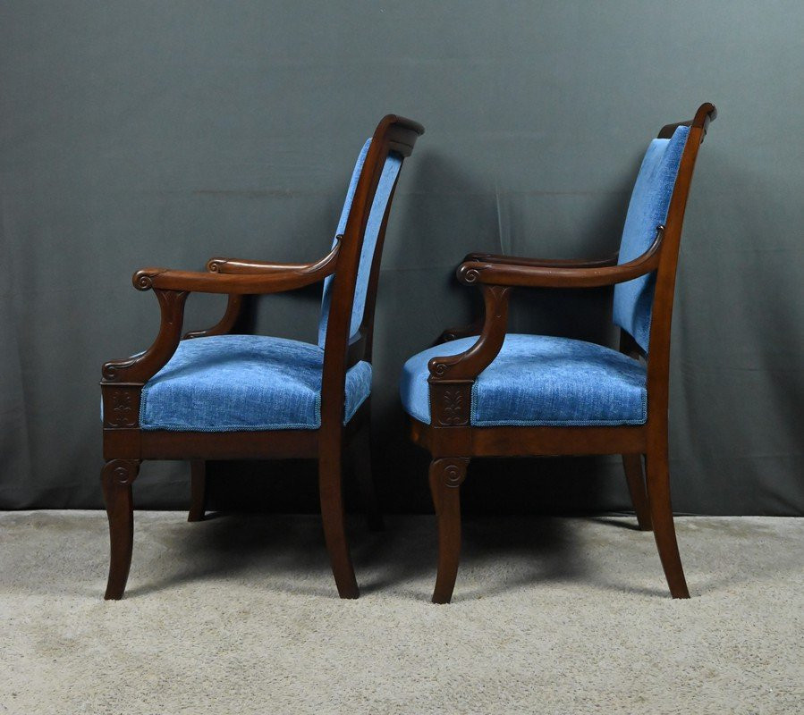  Pair Of Mahogany Armchairs, Restoration Period – Early 19th Century-photo-4