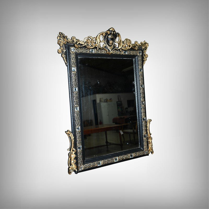 Important Mirror With Pediment, Napoleon III Period – 2nd Half Of The 19th Century-photo-2