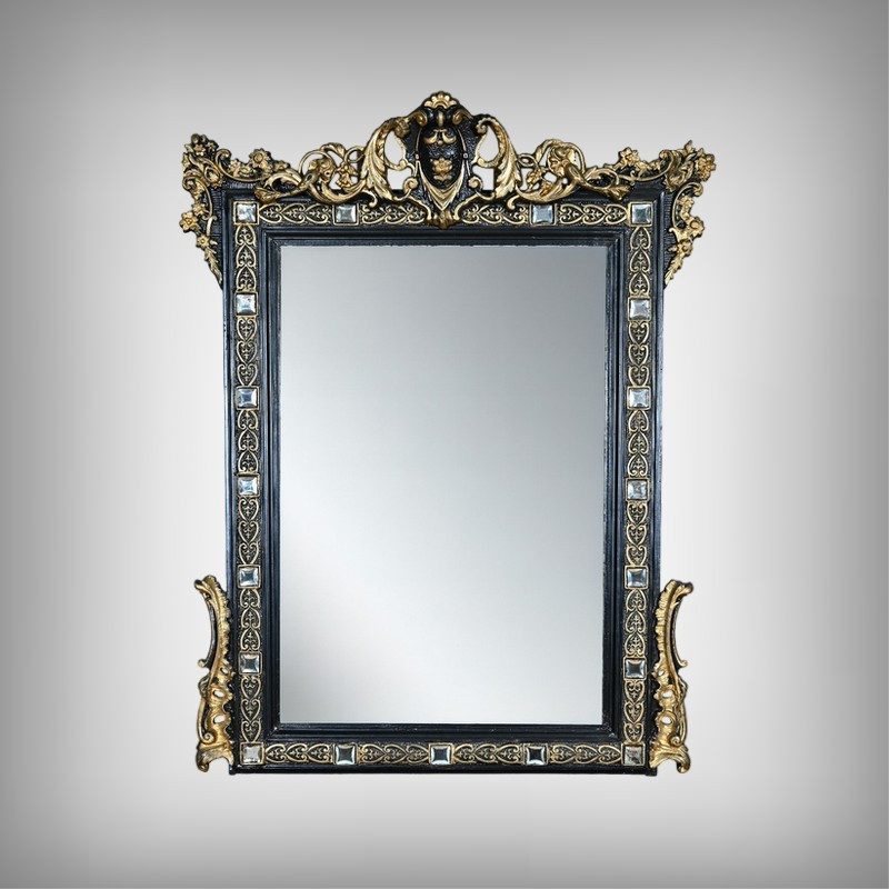 Important Mirror With Pediment, Napoleon III Period – 2nd Half Of The 19th Century