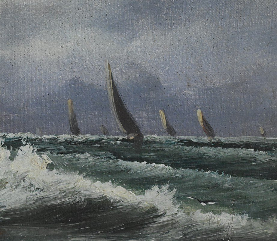 Painting "fishing Souvenir" Signed L. Henry – Late 19th Century-photo-4