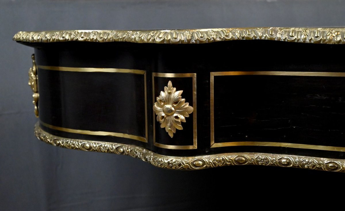 Table Violonnée en Marqueterie Boulle, époque Napoléon III – Milieu XIXe-photo-5