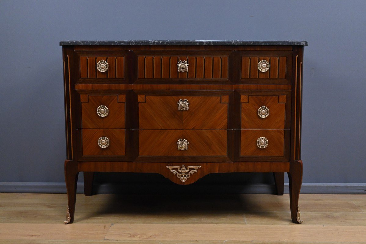 Commode en Acajou et Bois de Rose, style Louis XVI – 1ère partie XXe-photo-2