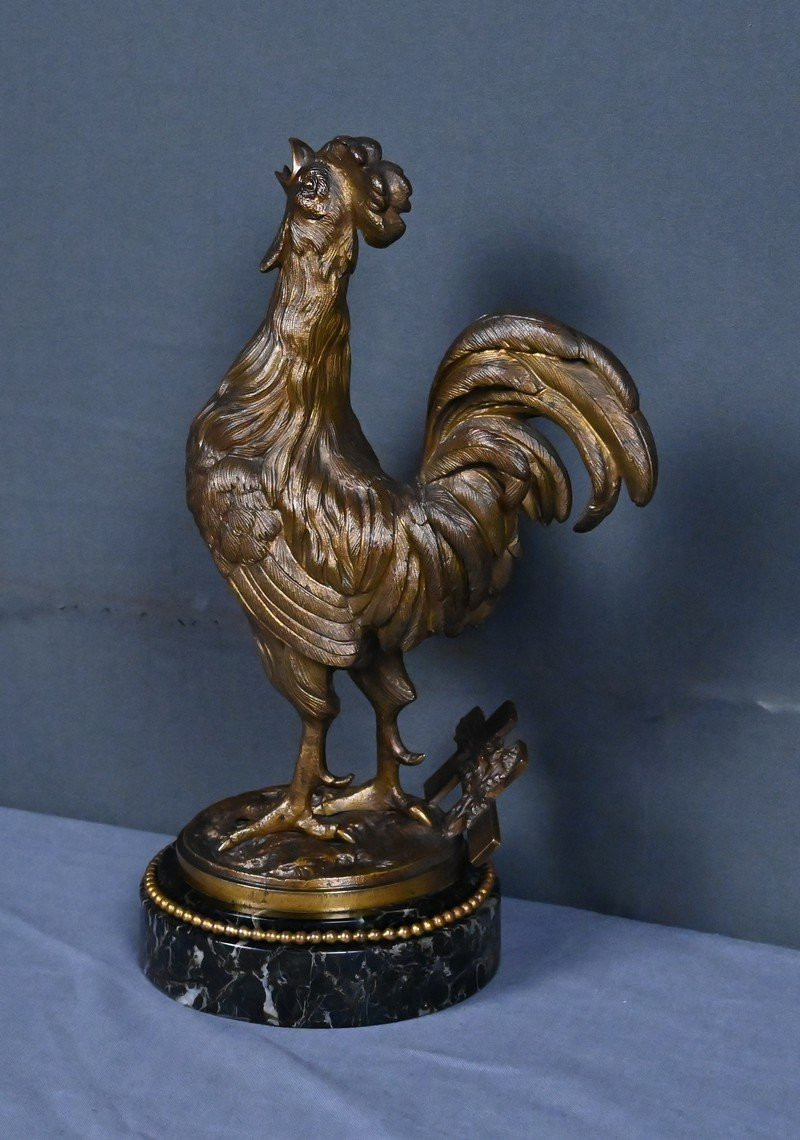 Bronze « Le Coq », signé G. Guesnet – Fin XIXe-photo-1