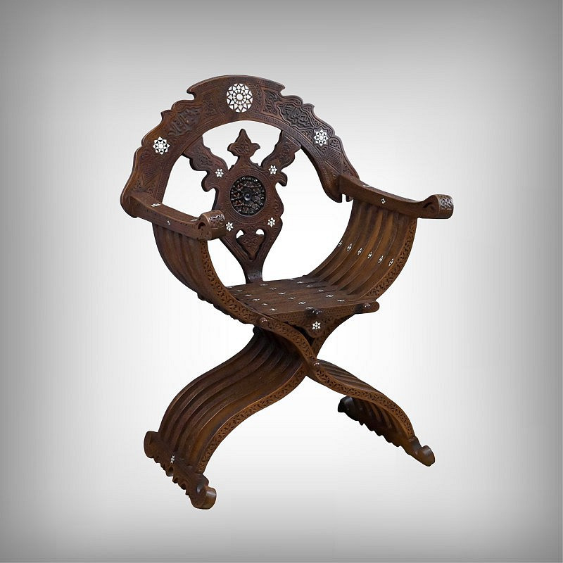 Fauteuil Syrien en Noyer – Fin XIXe