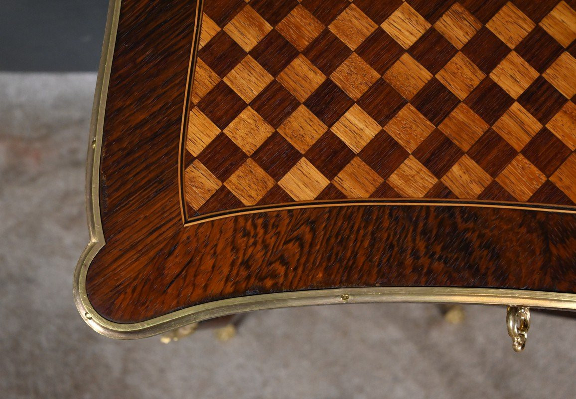 Small Marquetry Work Table, Louis XV Style – Late 19th Century-photo-1