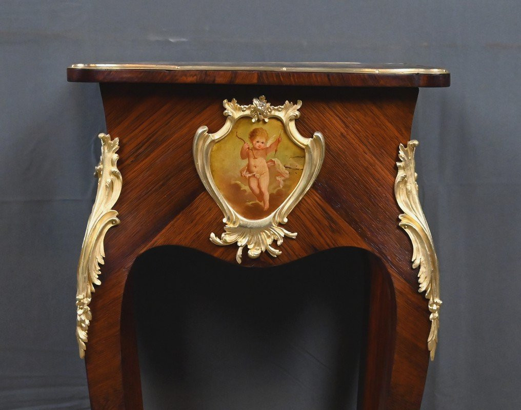 Small Marquetry Work Table, Louis XV Style – Late 19th Century-photo-3