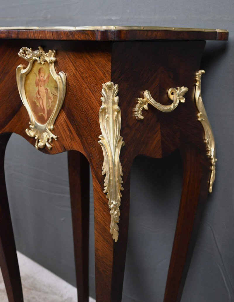 Small Marquetry Work Table, Louis XV Style – Late 19th Century-photo-6