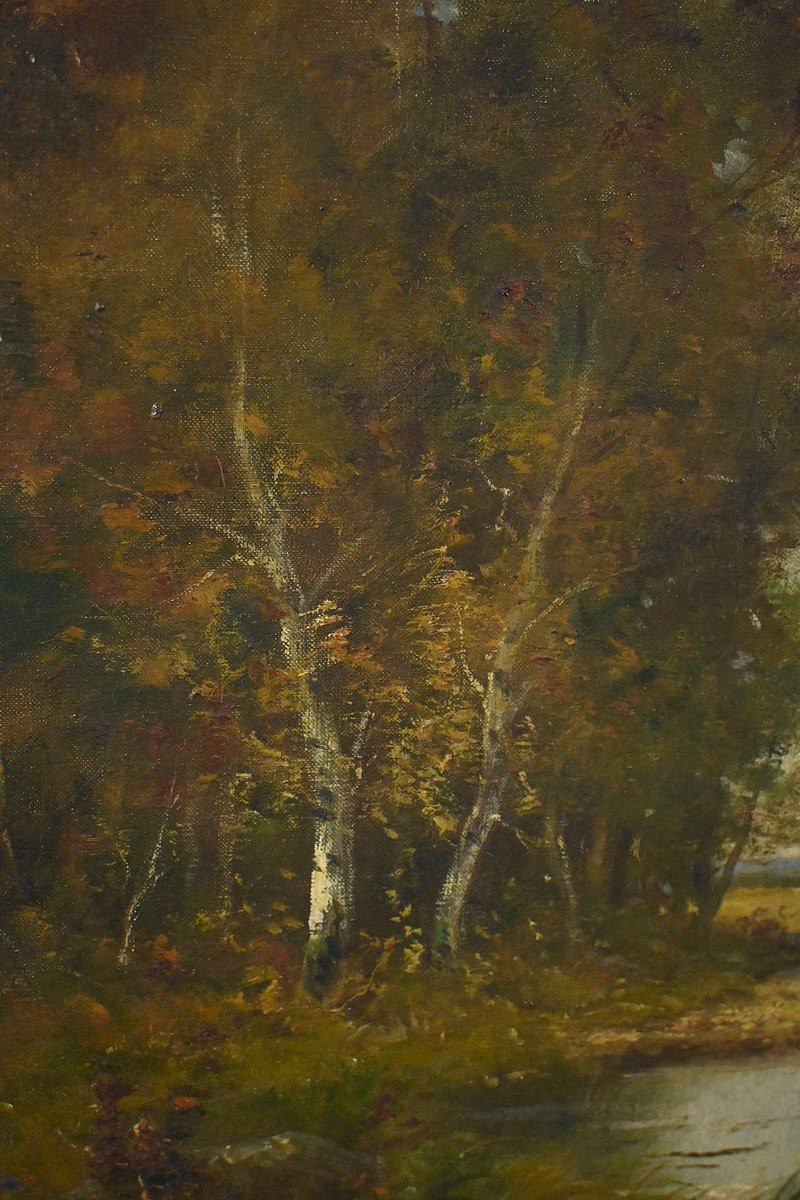 Tableau « Mare sous les Bois » signé A. Salvignac – Début XXe-photo-3