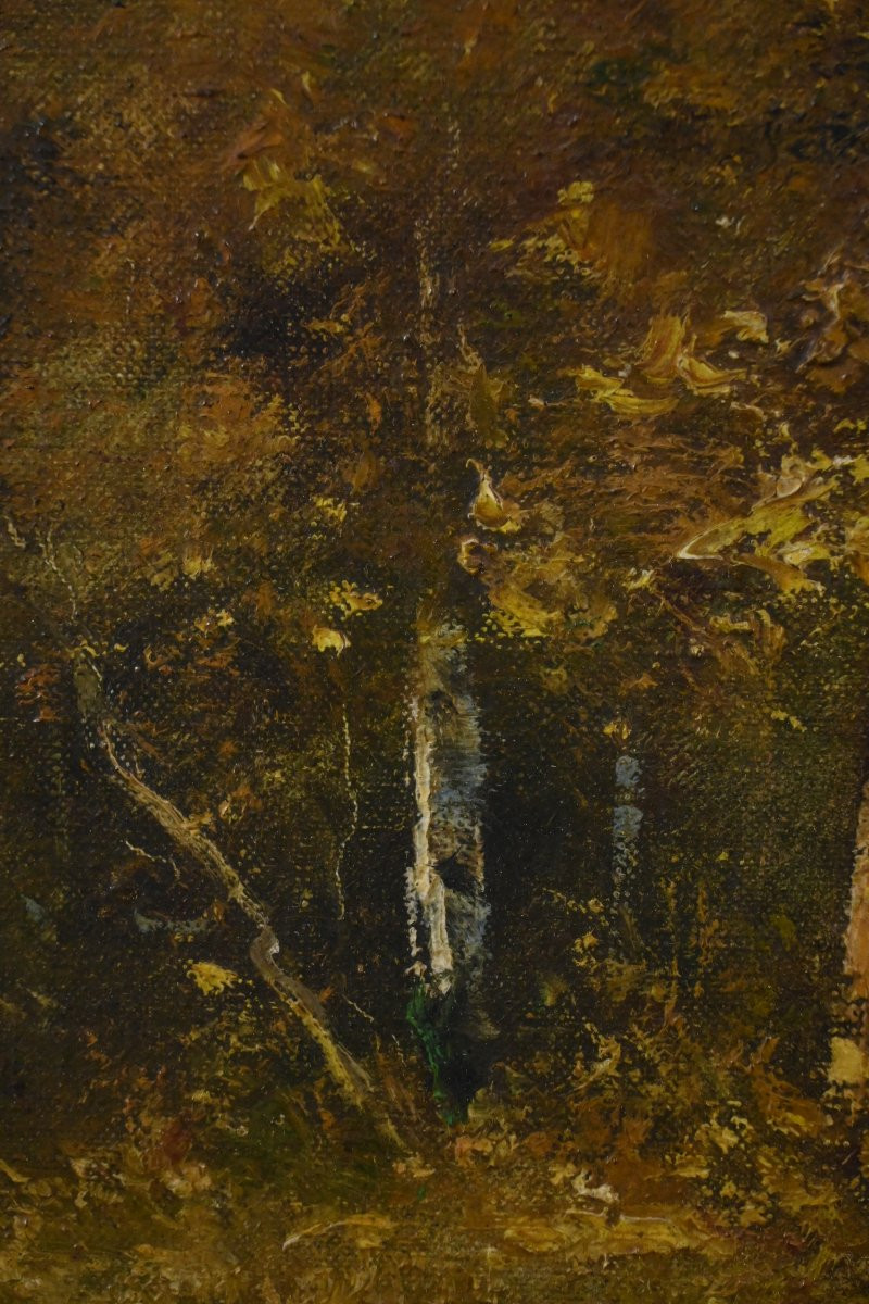 Tableau « Mare sous les Bois » signé A. Salvignac – Début XXe-photo-6