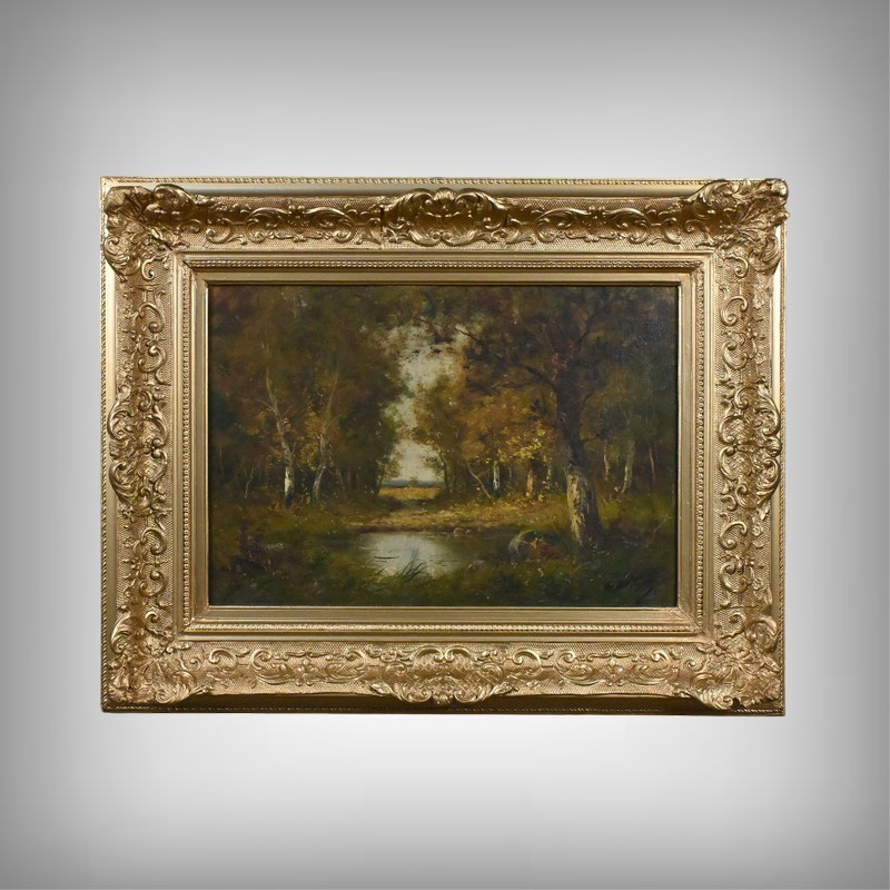 Tableau « Mare sous les Bois » signé A. Salvignac – Début XXe