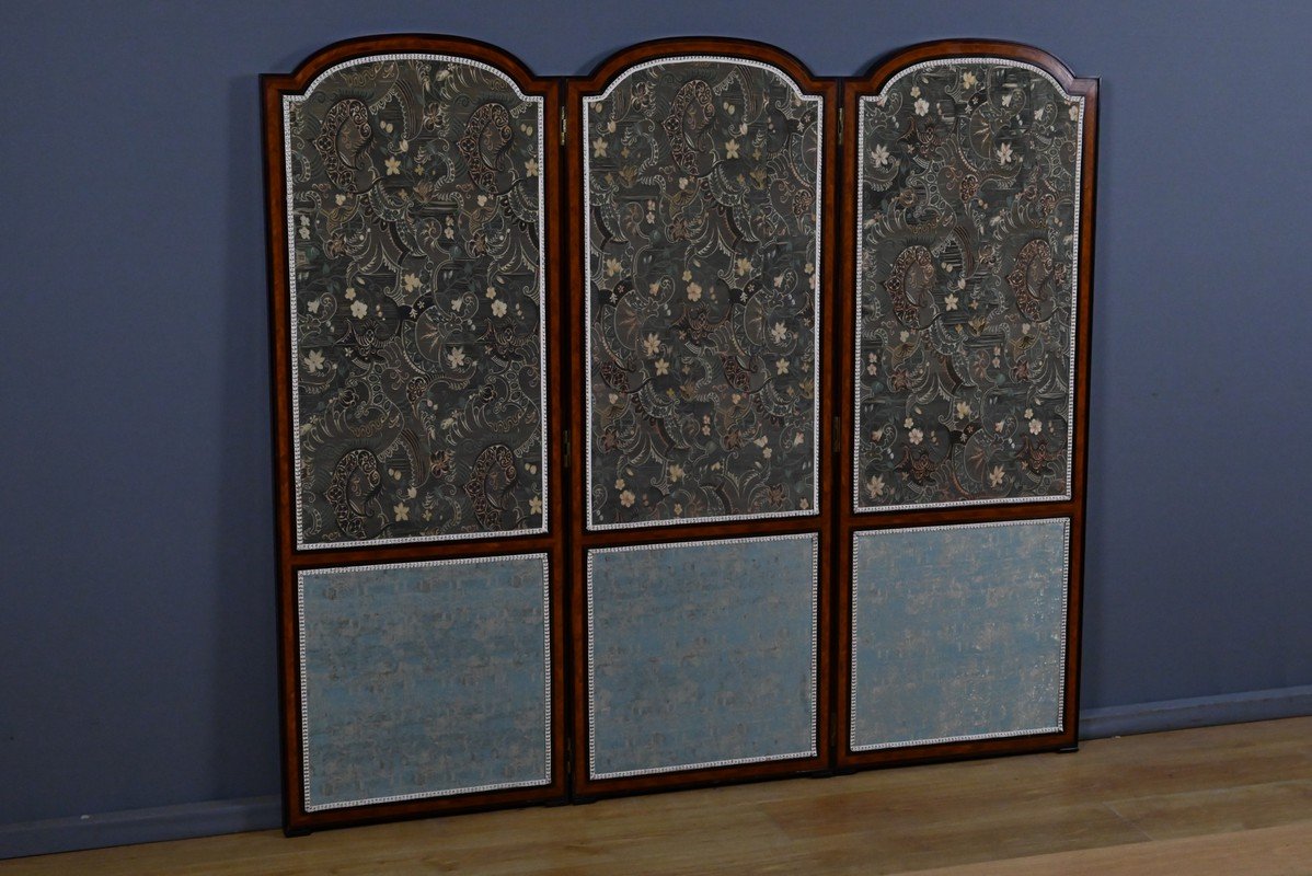 Paravent en Tissu, Acajou et Bois de Rose – 1900-photo-3