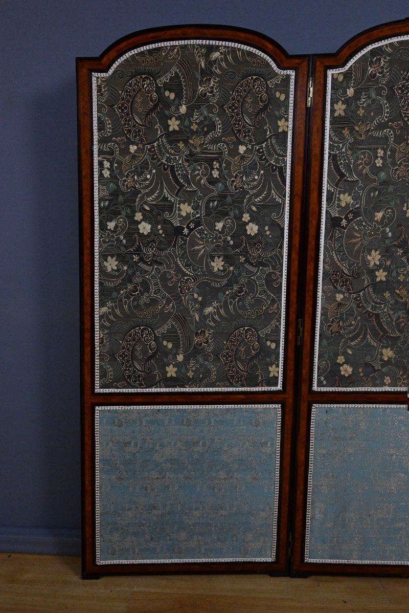 Paravent en Tissu, Acajou et Bois de Rose – 1900-photo-2