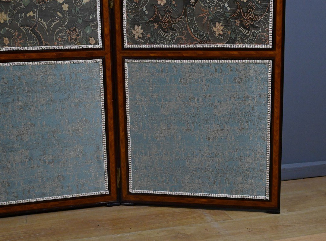 Paravent en Tissu, Acajou et Bois de Rose – 1900-photo-6