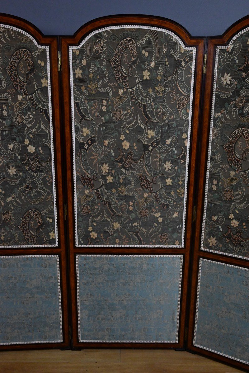 Paravent en Tissu, Acajou et Bois de Rose – 1900-photo-7