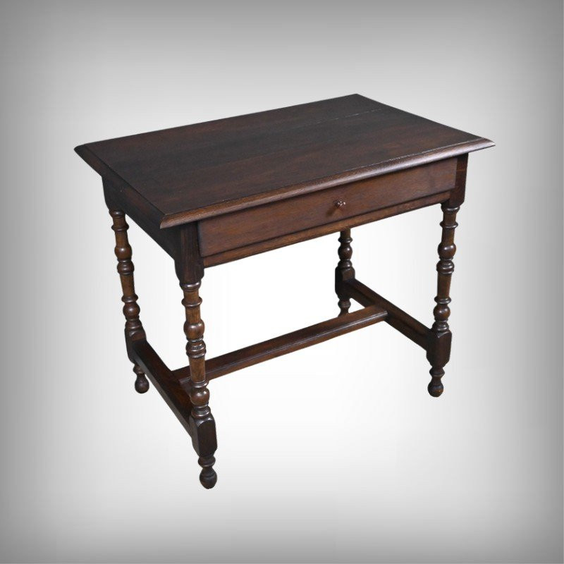 Petite Table Bureau en Chêne, style Louis XIV – 2ème partie XIXe-photo-2