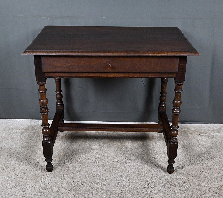 Petite Table Bureau en Chêne, style Louis XIV – 2ème partie XIXe-photo-2