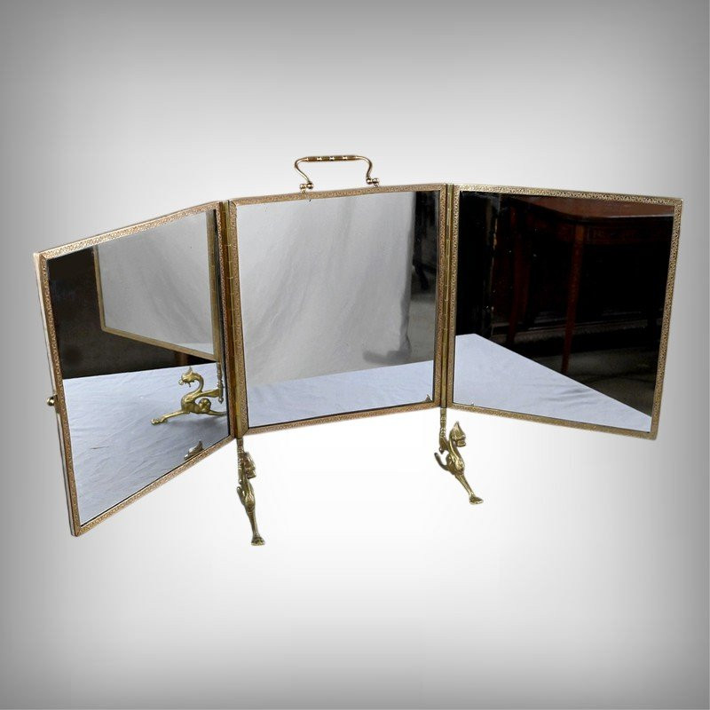 Rare Bronze Triptych Mirror – 1900-photo-2