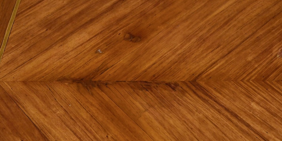 Petite Table Bureau en Marqueterie de Bois de Rose & Palissandre, style Louis XVI – Début XXe-photo-5