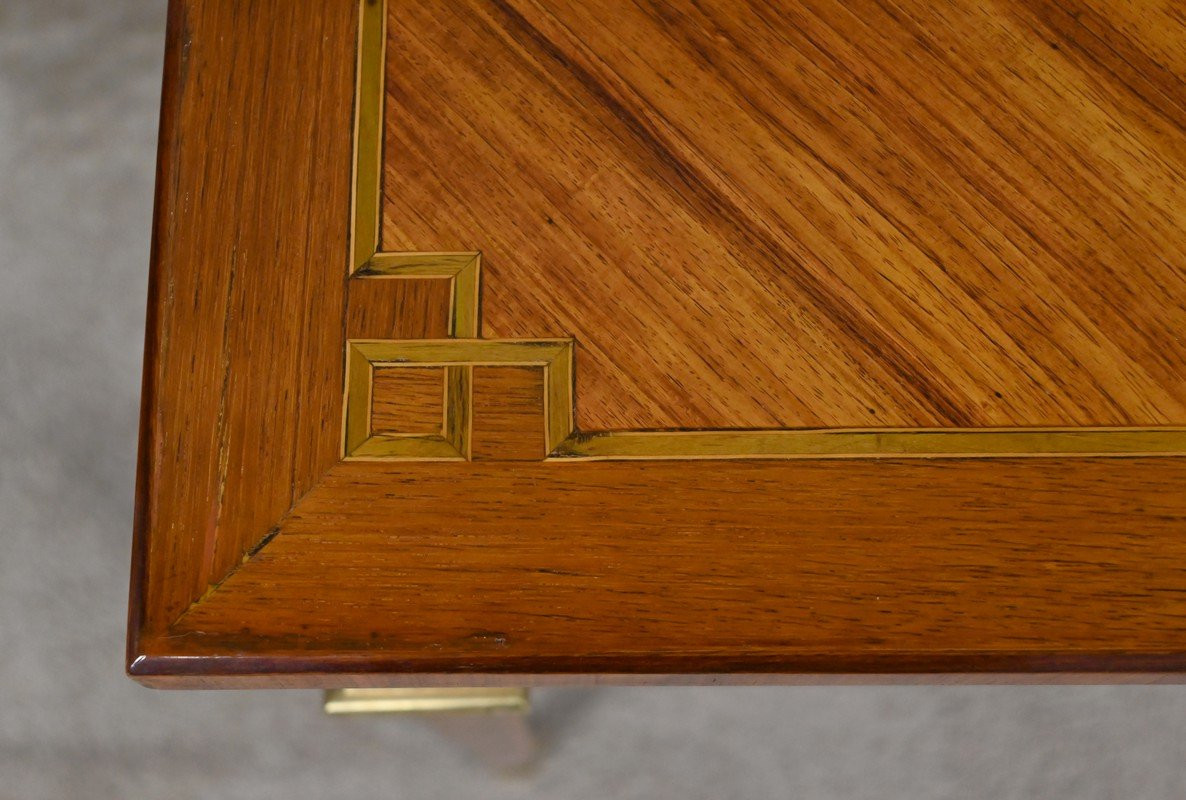 Petite Table Bureau en Marqueterie de Bois de Rose & Palissandre, style Louis XVI – Début XXe-photo-6