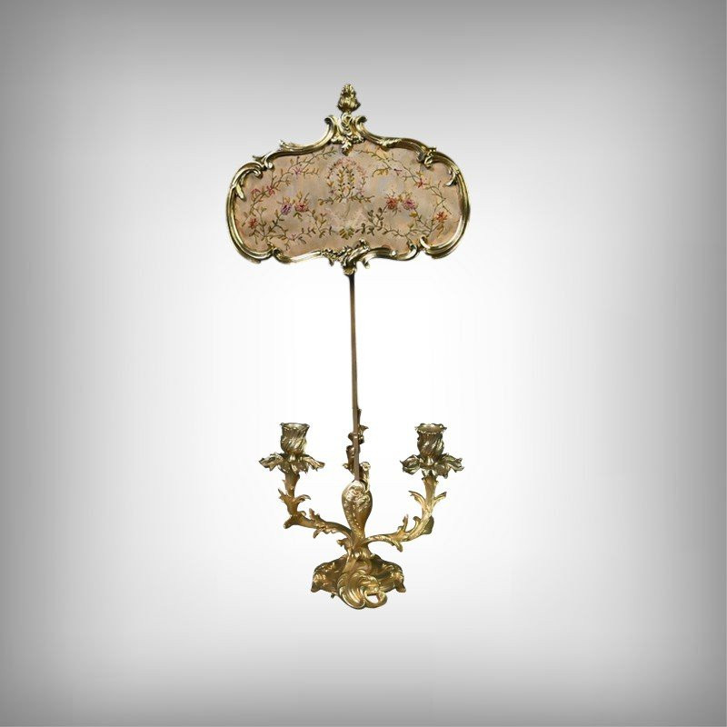 Chandelier à Écran en Bronze doré, style Louis XV – Milieu XIXe-photo-2