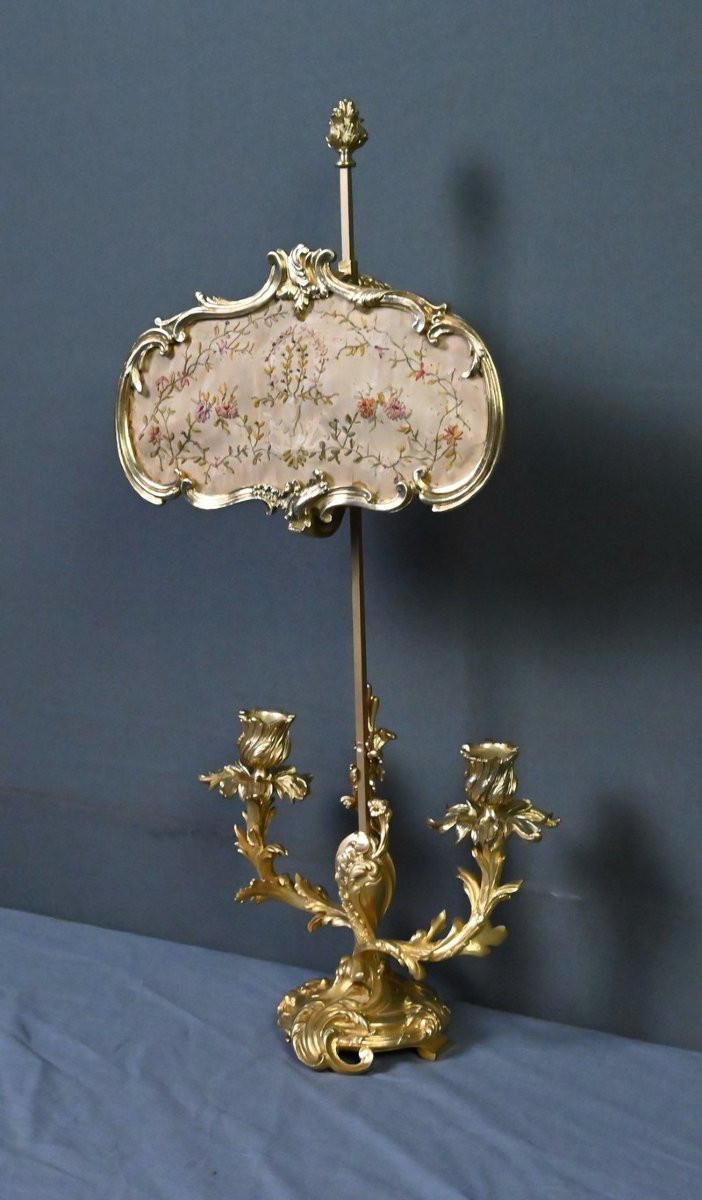 Chandelier à Écran en Bronze doré, style Louis XV – Milieu XIXe-photo-4