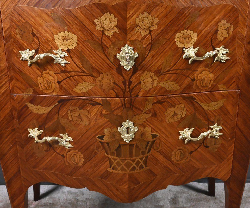 Small Marquetry Commode, Louis XV Style – Early 20th Century-photo-4