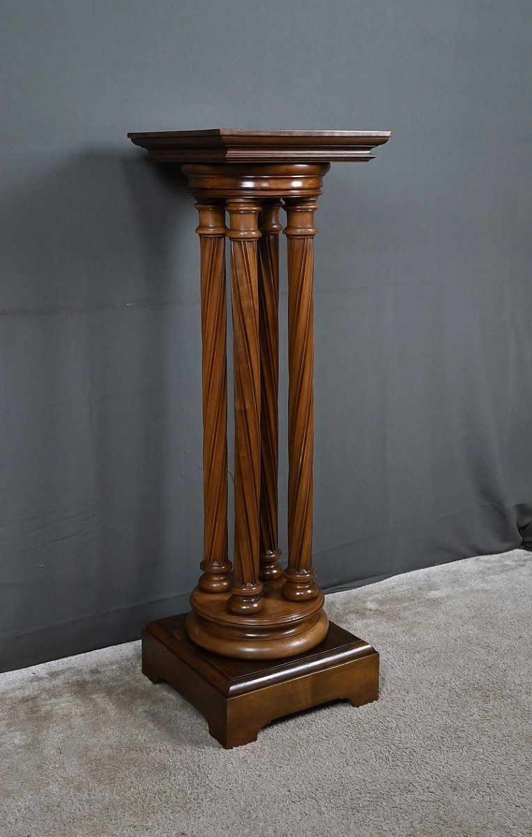Swivel Walnut Side Table, Neo-gothic Style – 1900-photo-3