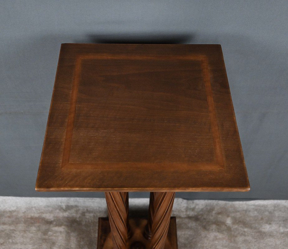 Swivel Walnut Side Table, Neo-gothic Style – 1900-photo-1