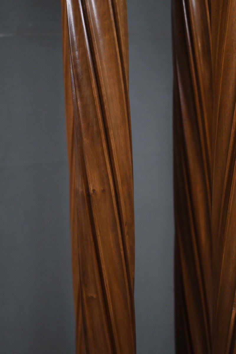 Swivel Walnut Side Table, Neo-gothic Style – 1900-photo-4