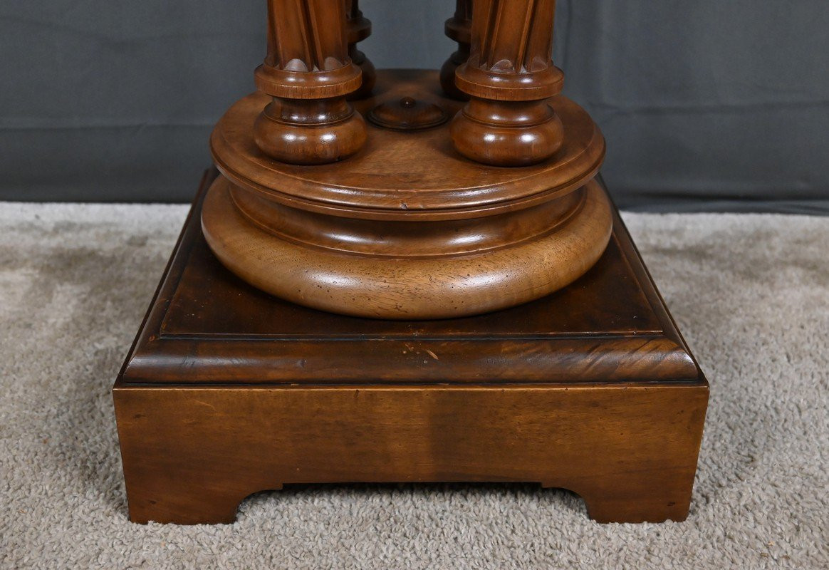 Swivel Walnut Side Table, Neo-gothic Style – 1900-photo-5