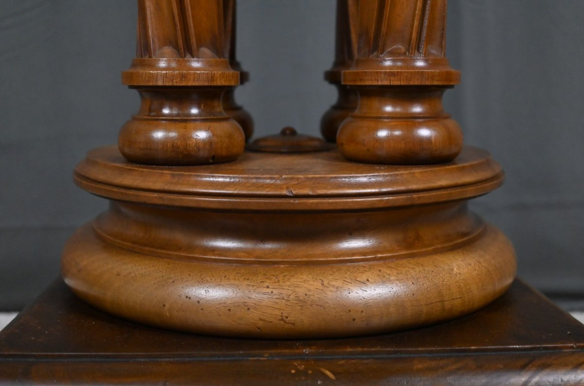 Swivel Walnut Side Table, Neo-gothic Style – 1900-photo-6