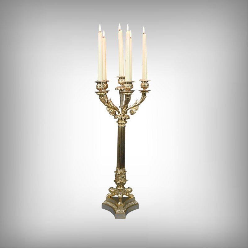 Gilt Bronze Candelabra, Restoration Period – Early 19th Century-photo-2