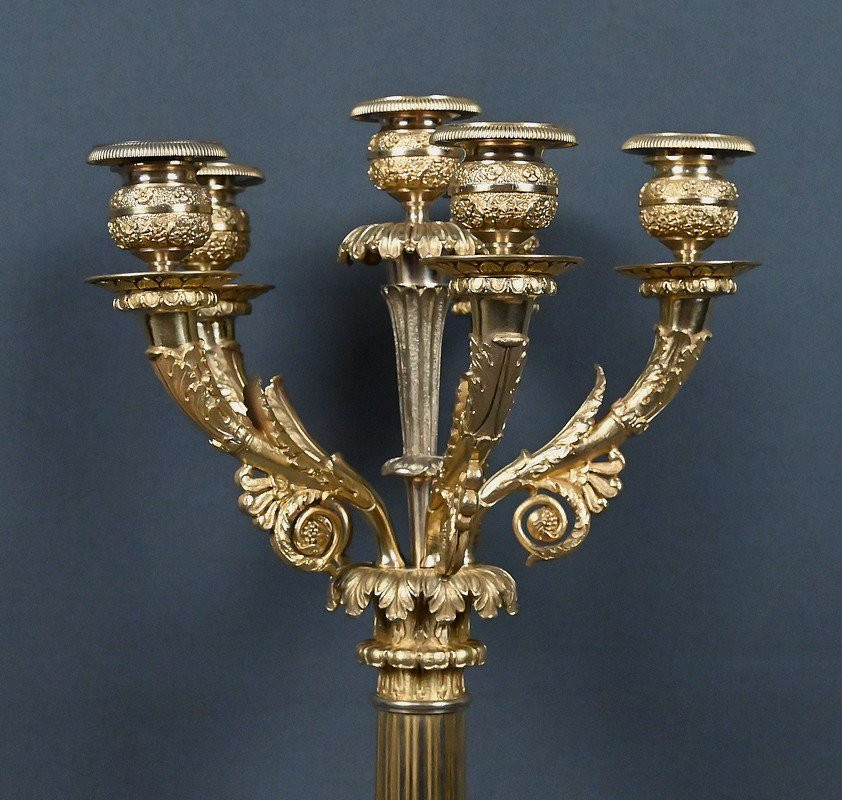 Gilt Bronze Candelabra, Restoration Period – Early 19th Century-photo-3
